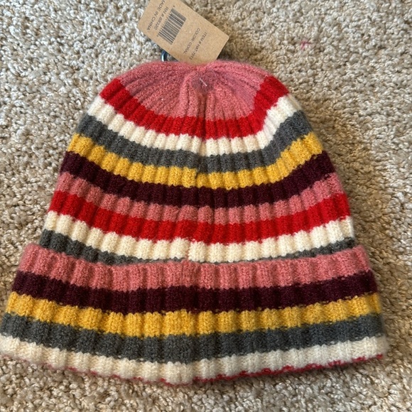 C.C Multi Color Striped Ribbed Beanie Hat - Picture 7 of 7